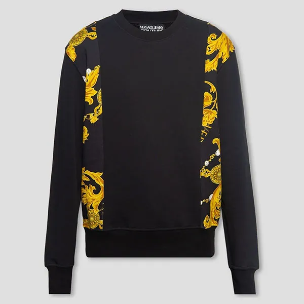 Áo Nỉ Sweater Nam Versace Jeans Couture Black With Chain Couture Printed 75GAI316 FS102 G89 Màu Vàng Đen