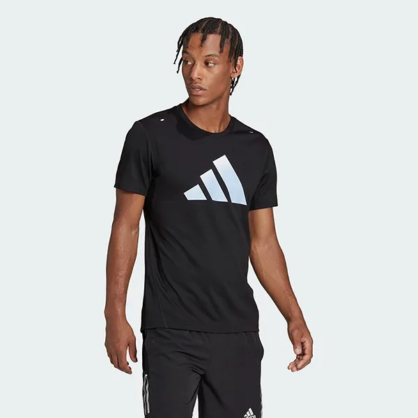 Áo Phông Nam Adidas Logo 3 Bar Run Icons Tshirt HR3243 Màu Đen Size S