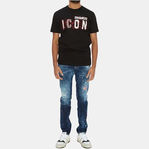 Áo Phông Nam Dsquared2 Icon S79GC0084S23009900 Tshrit Màu Đen Size S