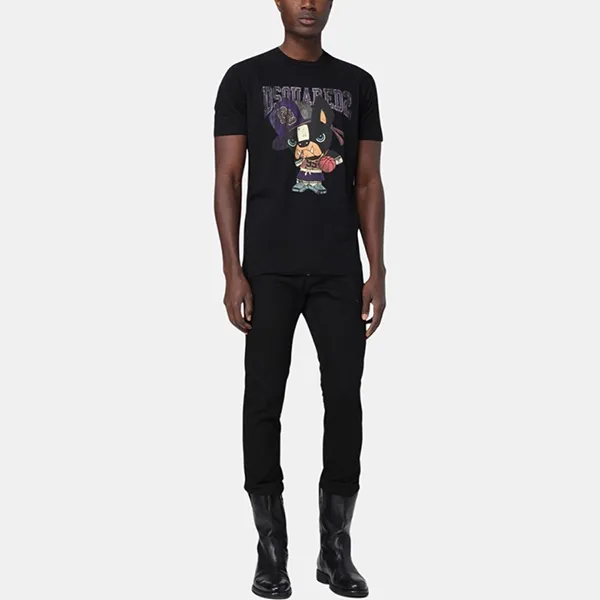 Áo Phông Nam Dsquared2 S74GD1262S23009 Tshrit Màu Đen Size XS