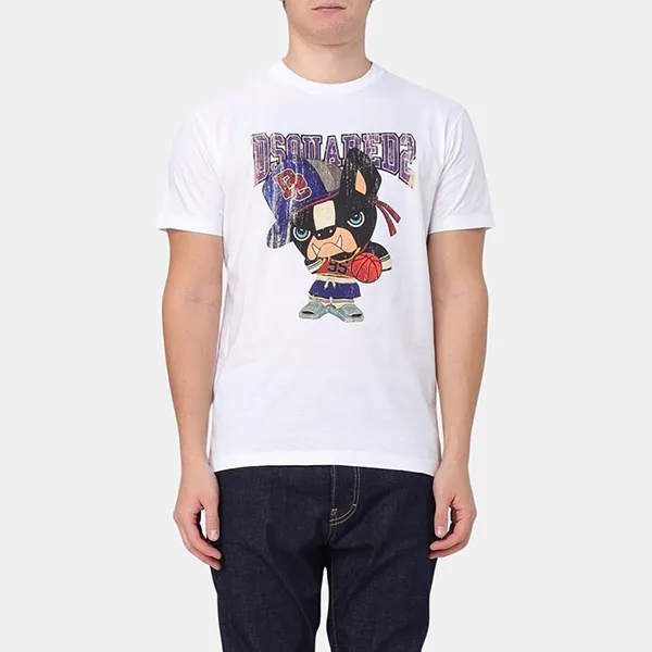 Áo Phông Nam Dsquared2 S74GD1262S23009100 Tshrit Màu Trắng Size L