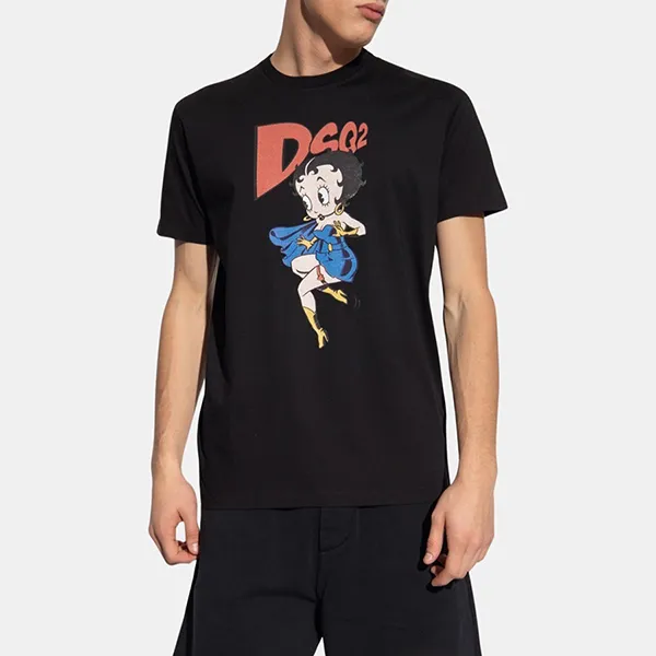 Áo Phông Nam Dsquared2 S74GD1269S23009900 Betty Boop Cool Tshrit Màu Đen Size S