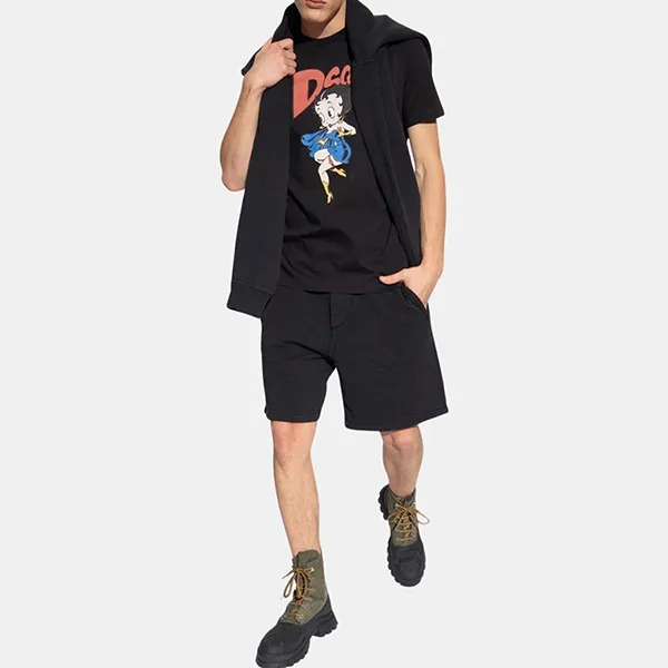Áo Phông Nam Dsquared2 S74GD1269S23009900 Betty Boop Cool Tshrit Màu Đen Size S