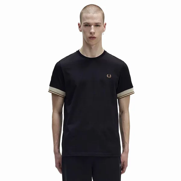 Áo Phông Nam Fred Perry Contrast Cuff M5613 102 Tshirt Màu Đen Size XS - Thời trang - Vua Hàng Hiệu