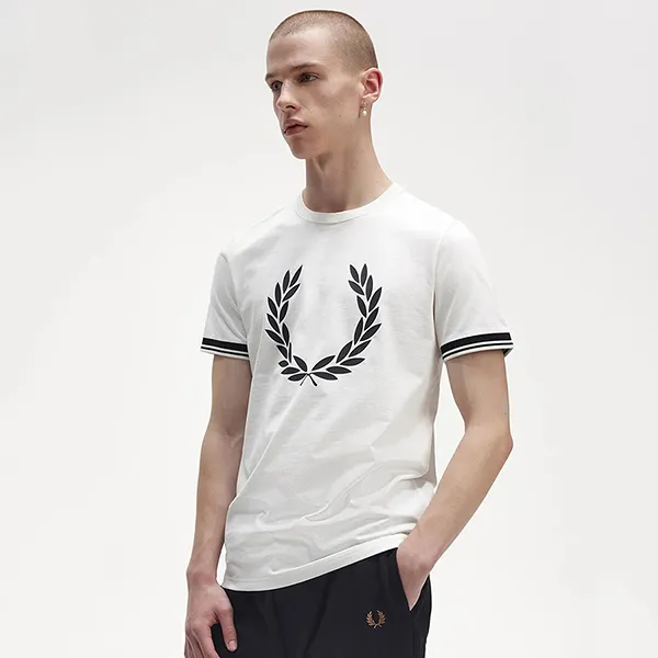 Áo Phông Nam Fred Perry Printed Laurel Wreath Snow T-Shirt M5677-129 Màu Trắng Size S - Thời trang - Vua Hàng Hiệu