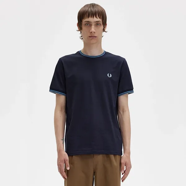 Áo Phông Nam Fred Perry Twin Tipped T-Shirt M1588 - S37 Màu Xanh Navy Size S - Thời trang - Vua Hàng Hiệu