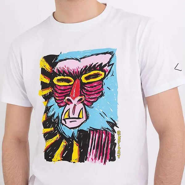 Áo Phông Nam Replay Jersey T-Shirt With Comic Strip Print M6642 - WHT Màu Trắng Size M - Thời trang - Vua Hàng Hiệu