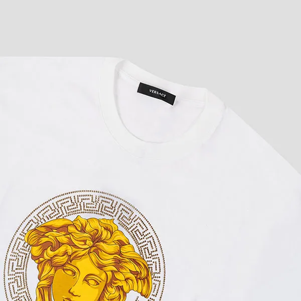 Áo Phông Nam Versace Medusa White With Logo Printed Tshirt 1006193 1A04213 1W000 Màu Trắng