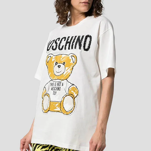 Áo Phông Nữ Moschino White With Logo Teddy Bear Tshirt 191D T071094406002 Màu Trắng