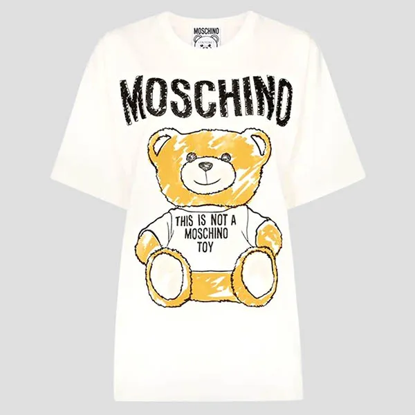 Áo Phông Nữ Moschino White With Logo Teddy Bear Tshirt 191D T071094406002 Màu Trắng