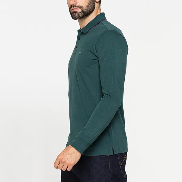 Áo Polo Dài Tay Nam Carrera Jeans Long Sleeved Shirt In Cotton Jersey 822B0052X_763 Màu Xanh Green Size M