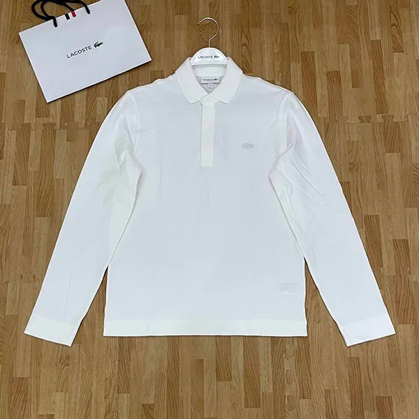 Áo Polo Dài Tay Nam Lacoste Long Sleeve Piqué Polo Màu Trắng Size 3