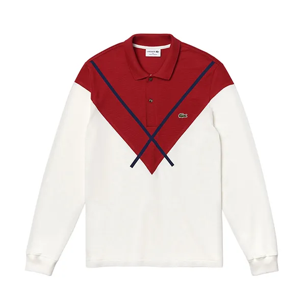 Áo Polo Dài Tay Nam Lacoste Made In France Regular Fit Polo Shirt PH8568 23C Màu Trắng Đỏ Size 4 - Thời trang - Vua Hàng Hiệu