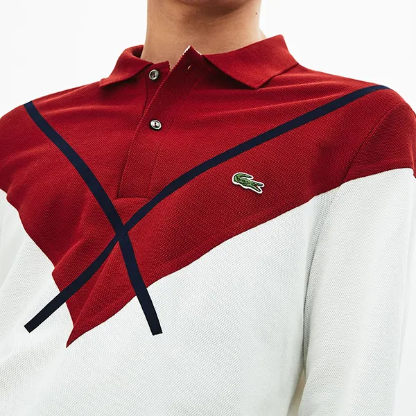 Áo Polo Dài Tay Nam Lacoste Made In France Regular Fit Polo Shirt PH8568 23C Màu Trắng Đỏ Size 4 - Thời trang - Vua Hàng Hiệu