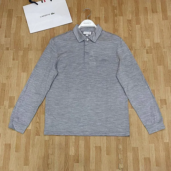 Áo Polo Dài Tay Nam Lacoste Men's Polo Shirt Màu Ghi Size 3