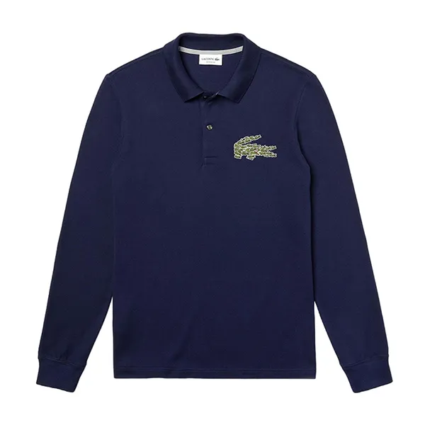 Áo Polo Dài Tay Nam Lacoste Regular Fit Multi Croc Badge Polo PH8562 166 Màu Xanh Navy Size 2