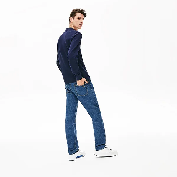 Áo Polo Dài Tay Nam Lacoste Regular Fit Multi Croc Badge Polo PH8562 166 Màu Xanh Navy Size 2