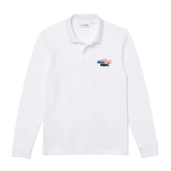 Áo Polo Dài Tay Nam Lacoste Regular Fit Organic Cotton Polo PH7962 White Màu Trắng Size 4