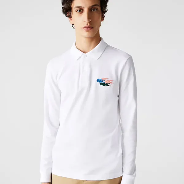 Áo Polo Dài Tay Nam Lacoste Regular Fit Organic Cotton Polo PH7962 White Màu Trắng Size 4