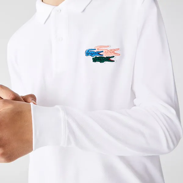 Áo Polo Dài Tay Nam Lacoste Regular Fit Organic Cotton Polo PH7962 White Màu Trắng Size 4