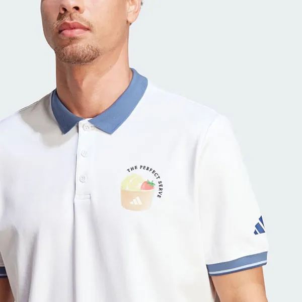 Áo Polo Nam Adidas Premium IA7106 Màu Xanh Trắng Size L