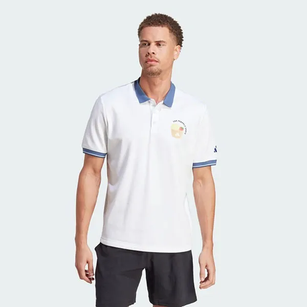 Áo Polo Nam Adidas Premium IA7106 Màu Xanh Trắng Size L