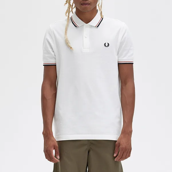 Áo Polo Nam Fred Perry Twin Tipped Polo Shirt M3600-S04 Màu Trắng Size S - Thời trang - Vua Hàng Hiệu