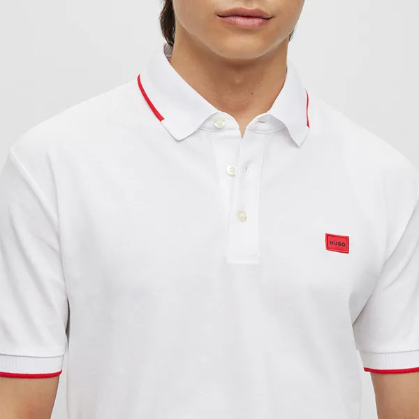 Áo Polo Nam Hugo Boss Viền Đỏ Polo Shirt 2HBG163073 GB02 Màu Trắng Size L