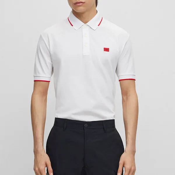 Áo Polo Nam Hugo Boss Viền Đỏ Polo Shirt 2HBG163073 GB02 Màu Trắng Size L