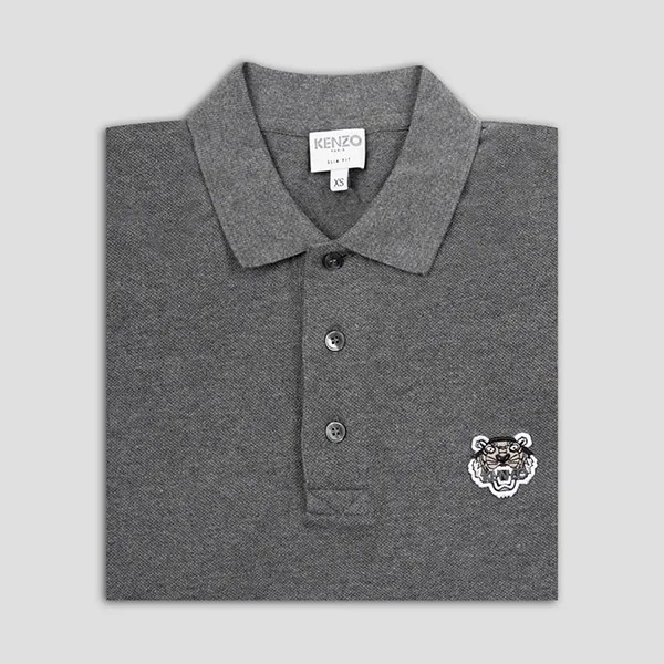 Áo Polo Nam Kenzo Grey With Black Tiger Logo Embroidered 5PO001 Màu Xám Size XS - Thời trang - Vua Hàng Hiệu