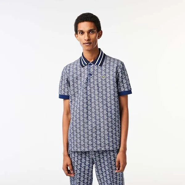 Áo Polo Nam Lacoste Contrast Collar Monogram DH1417 QIE Màu Xanh Navy Size 4