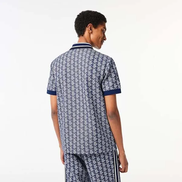 Áo Polo Nam Lacoste Contrast Collar Monogram DH1417 QIE Màu Xanh Navy Size 4