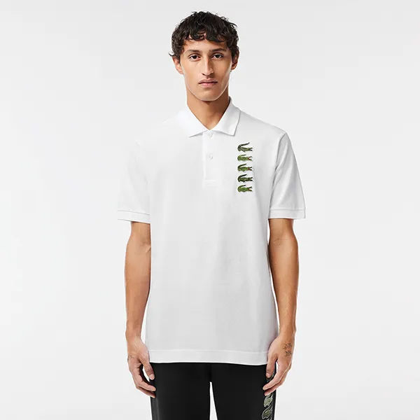 Áo Polo Nam Lacoste Croc Badge Pique Polo Shirt PH3474-51 Màu Trắng Size 4