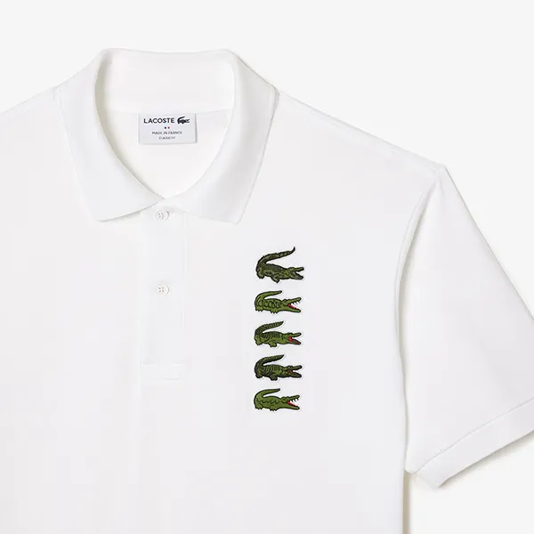 Áo Polo Nam Lacoste Croc Badge Pique Polo Shirt PH3474-51 Màu Trắng Size 4