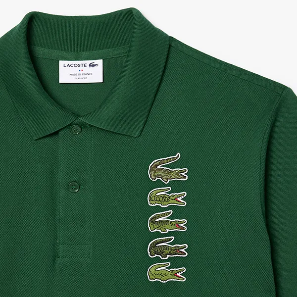 Áo Polo Nam Lacoste Classic Fit Men's Croc Badge Piqué PH3474 51 132 Màu Xanh Green Size 3 - 4