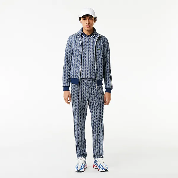 Áo Polo Nam Lacoste Men's Classic Fit Contrast Collar Monogram DH1417 51 QIE Màu Xanh Navy/Trắng Size 4