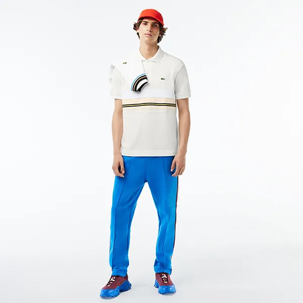 Áo Polo Nam Lacoste Men's Classic Fit French Made Contrast Stripe Shirt PH1132 70V Màu Kem Size 3 - 3