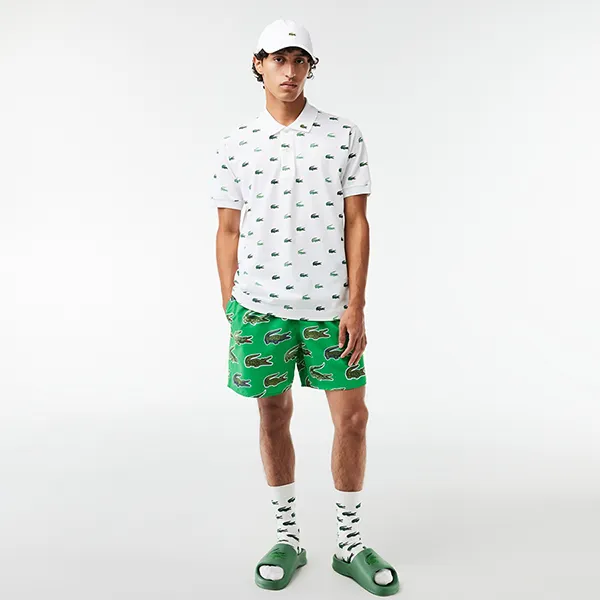Áo Polo Nam Lacoste Classic Fit Multi Croc Original L.12.12 Polo Shirt PH3562 001 Màu Trắng Họa Tiết