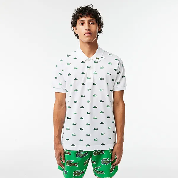 Áo Polo Nam Lacoste Classic Fit Multi Croc Original L.12.12 Polo Shirt PH3562 001 Màu Trắng Họa Tiết