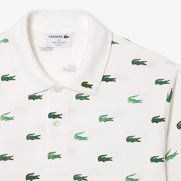 Áo Polo Nam Lacoste Classic Fit Multi Croc Original L.12.12 Polo Shirt PH3562 001 Màu Trắng Họa Tiết