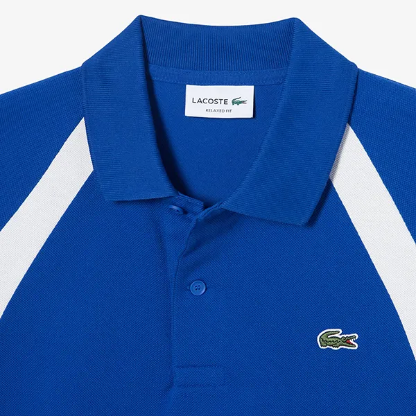 Áo Polo Nam Lacoste Men’s Cotton Mini-Piqué Colorblock PH5583 - CJL Màu Xanh Blue Size 4