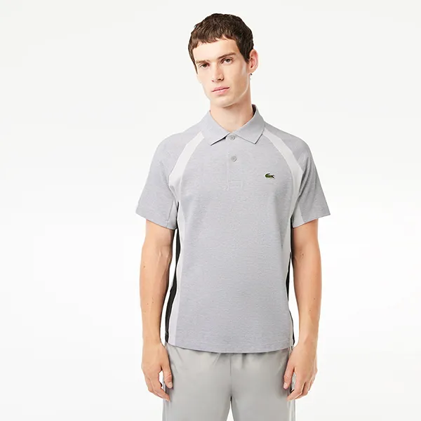 Áo Polo Nam Lacoste Men’s Cotton Mini-Piqué Colorblock PH5583 - SJ1 Màu Xám Size 4