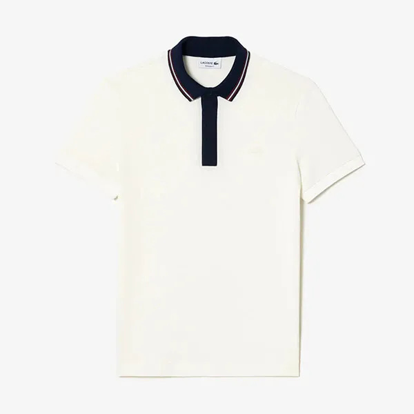 Áo Polo Nam Lacoste Men's Regular Fit Contrast Neck Smart Paris PH1125 51 70V Màu Trắng Size 4
