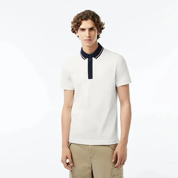 Áo Polo Nam Lacoste Men's Regular Fit Contrast Neck Smart Paris PH1125 51 70V Màu Trắng Size 4