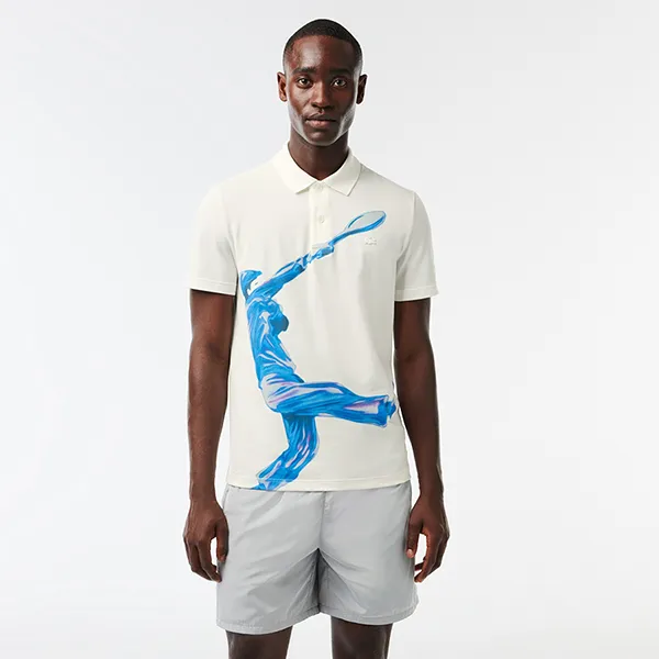 Áo Polo Nam Lacoste Men's Regular Fit Ultralight Printed Movement PH3454 51 70V Màu Trắng Kem Size 3