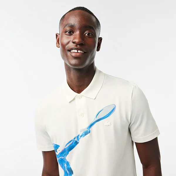 Áo Polo Nam Lacoste Men's Regular Fit Ultralight Printed Movement PH3454 51 70V Màu Trắng Kem Size 3