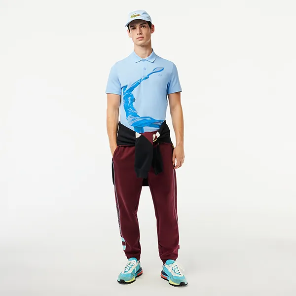 Áo Polo Nam Lacoste Men's Regular Fit Ultralight Printed Movement PH3454 51 HBP Màu Xanh Size 4