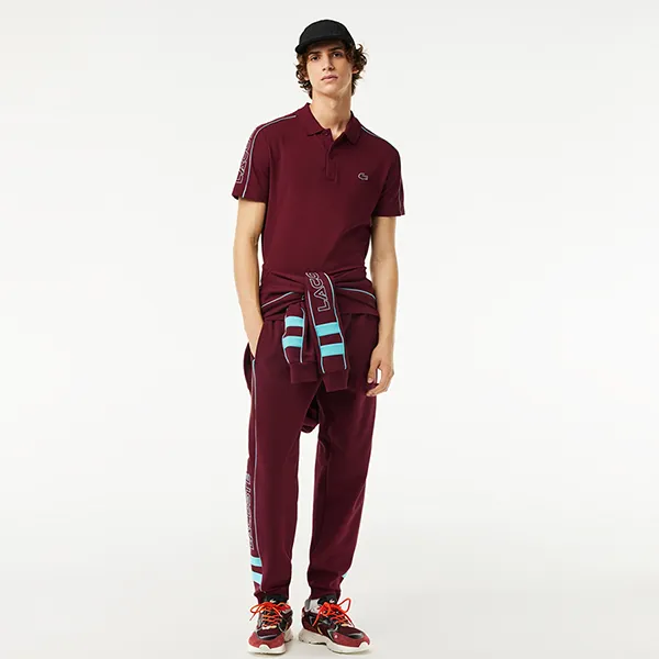 Áo Polo Nam Lacoste Men's Slim Fit Tech Piqué Lacoste Movement PH1426-51 Màu Đỏ Mận Size 3