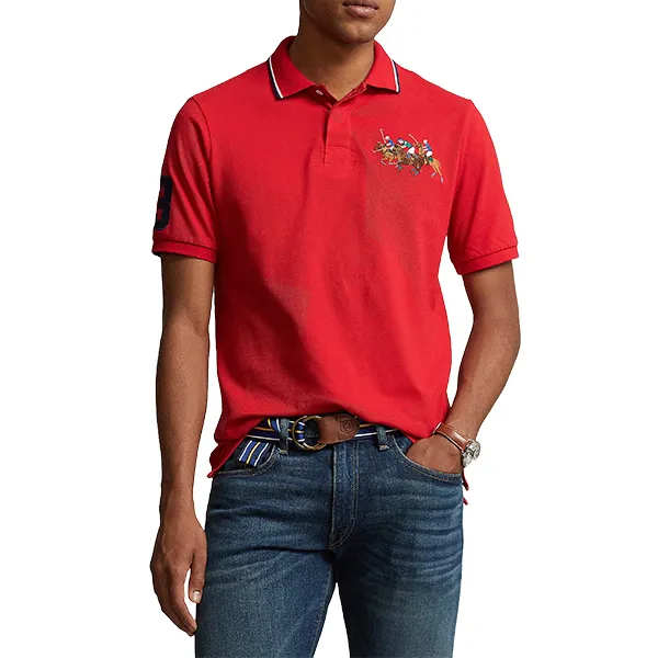 Áo Polo Nam Ralph Lauren Slim Fit Triple-Pony Polo Shirt 614002 RED Màu Đỏ Size S - Thời trang - Vua Hàng Hiệu