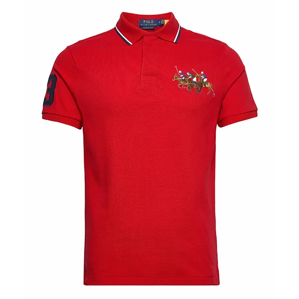 Áo Polo Nam Ralph Lauren Slim Fit Triple-Pony Polo Shirt 614002 RED Màu Đỏ Size S - Thời trang - Vua Hàng Hiệu